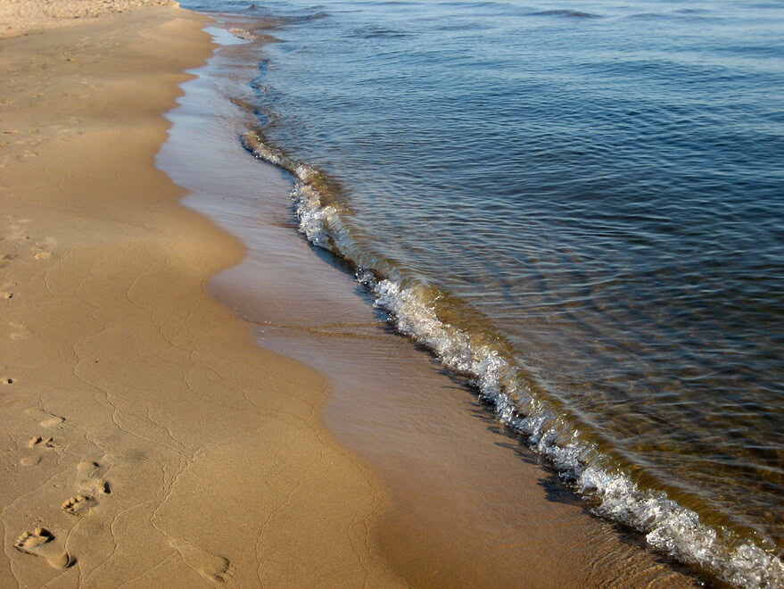 Foot steps along the shore