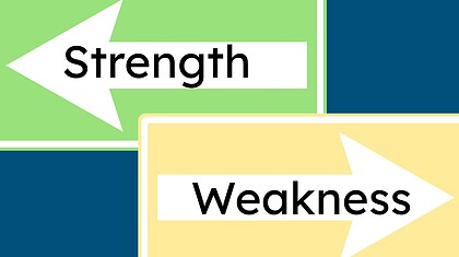 green strength arrow pointing left, yellow weakness arrow pointing right