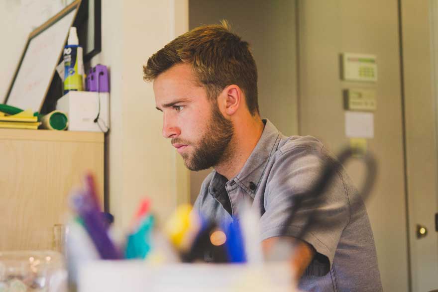 Student studying at desk